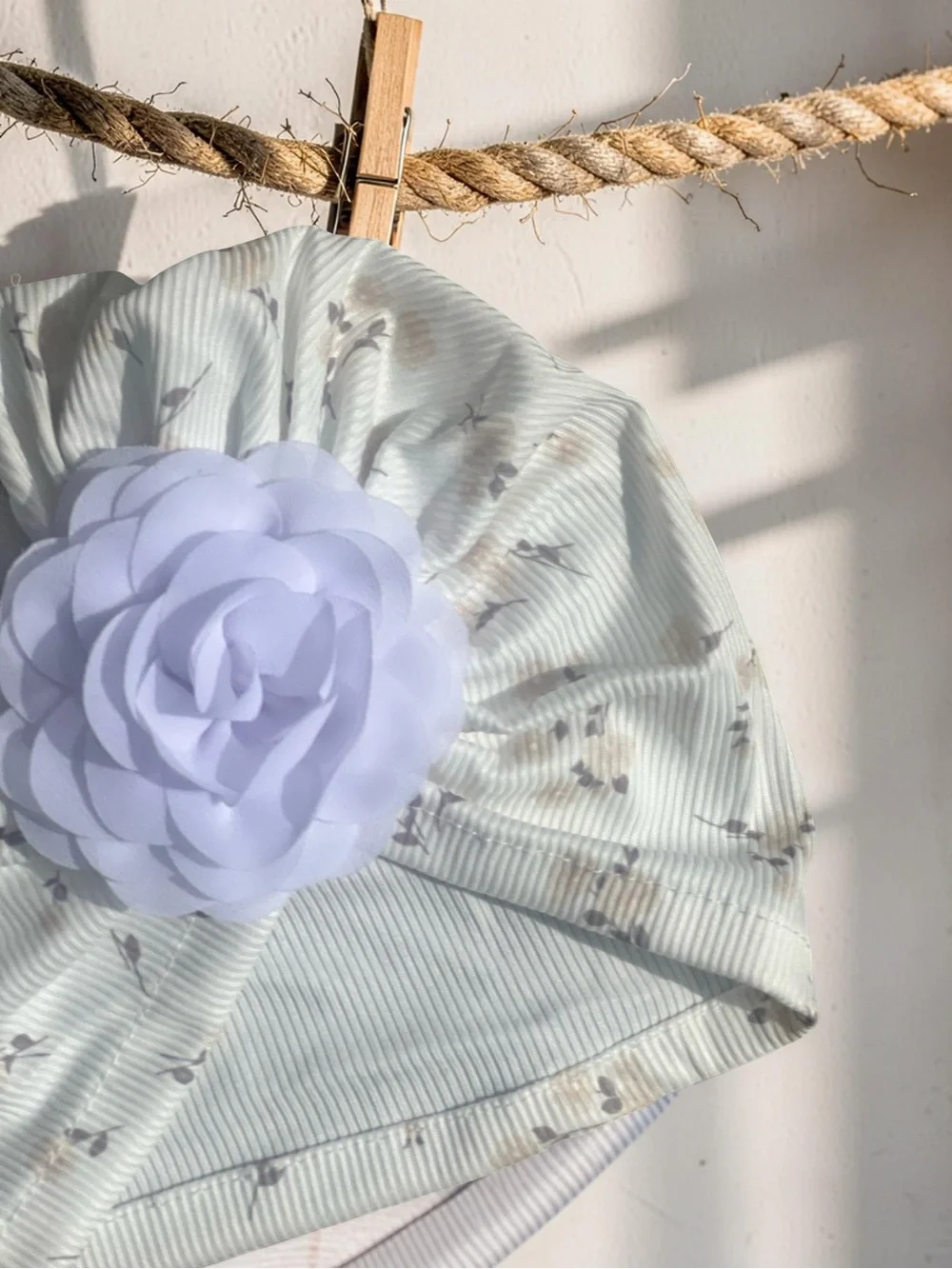 Handmade Baby Girl Floral Turban Hat with Flower Detail